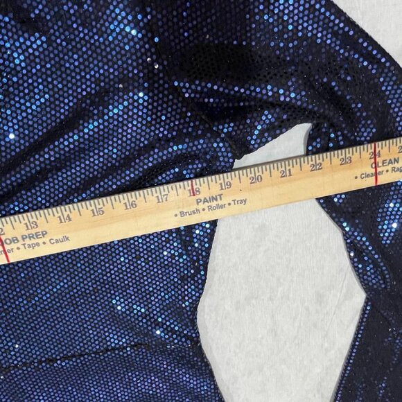 Mind Code Sparkle Sequin Long Sleeve V-Neck Mini Dress Navy Blue L - Picture 6 of 10